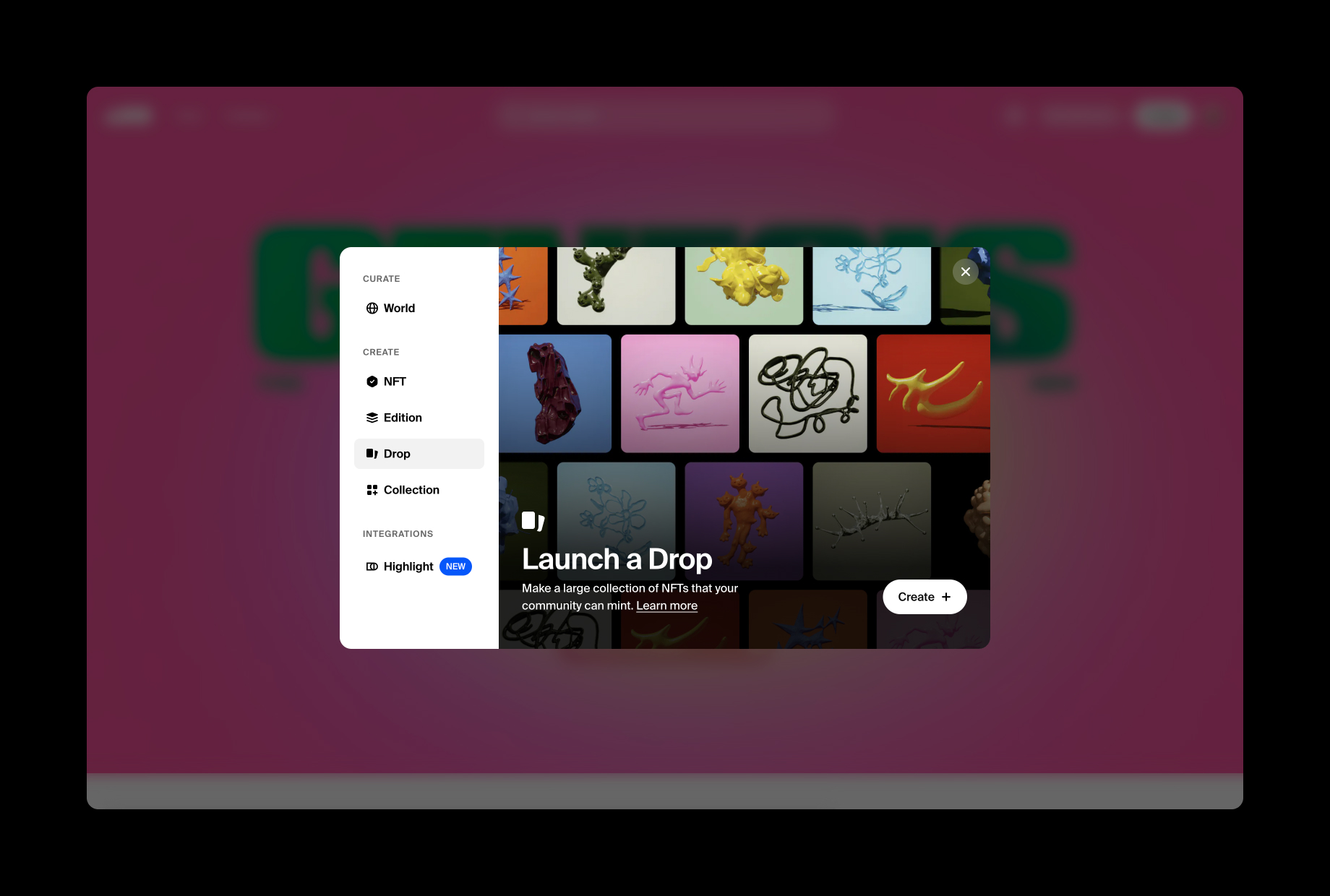 Create a drop modal.jpg